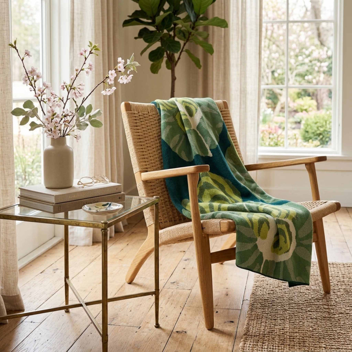 In2Green Eco Throw Cotton Sustainable Knit Floral Throw Blanket - Floréal 7 by E.A. Seguy