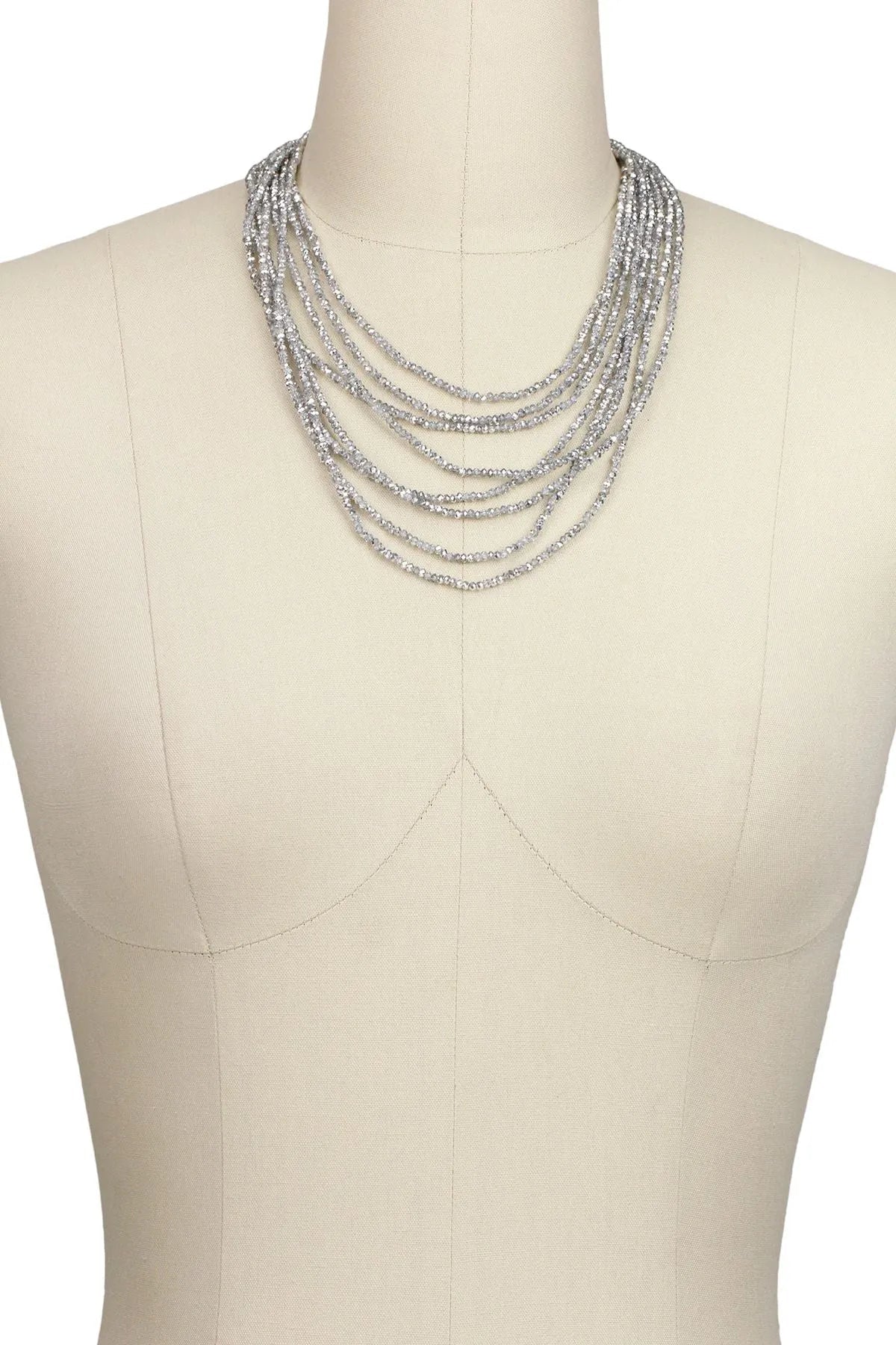 Long Multi Strand Crystal Necklace Gainsboro