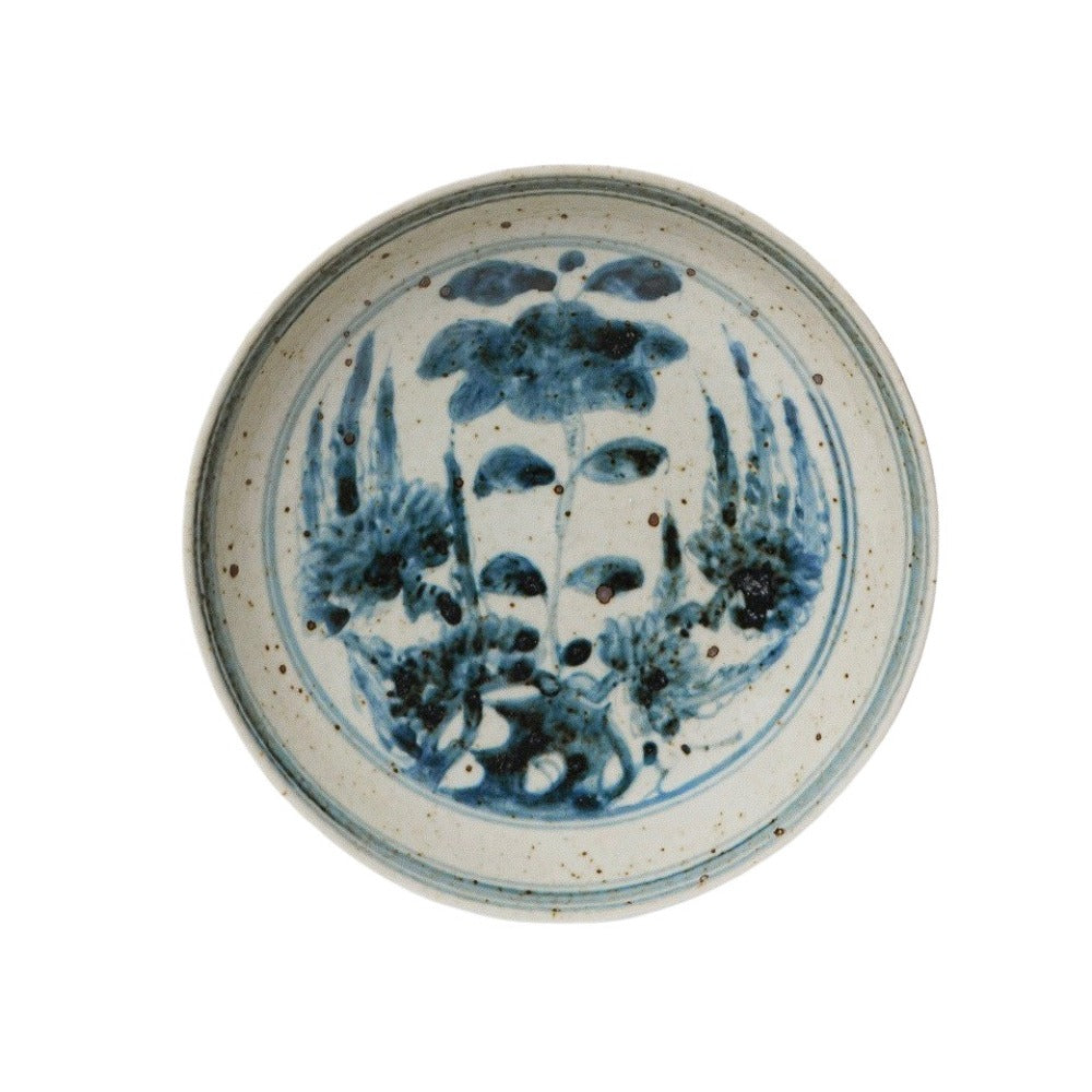 Small Blue and White Porcelain Floral Bouquet Dish