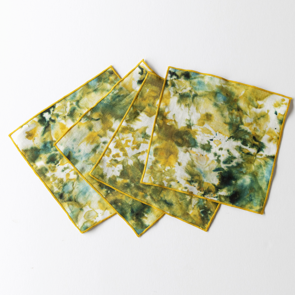 S/4 Green Marble Cocktail Napkin