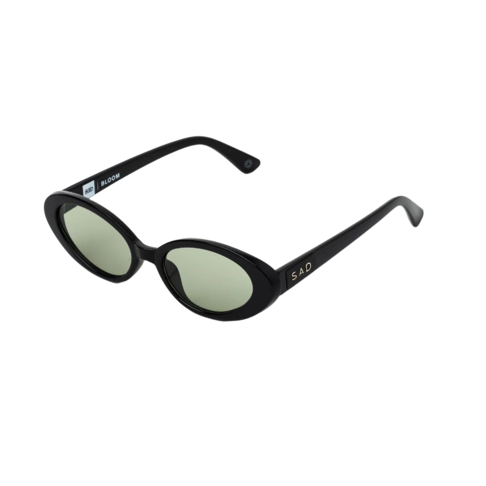 Sad Eyewear Bloom oval sunglasses in black with tinted olive lenses
