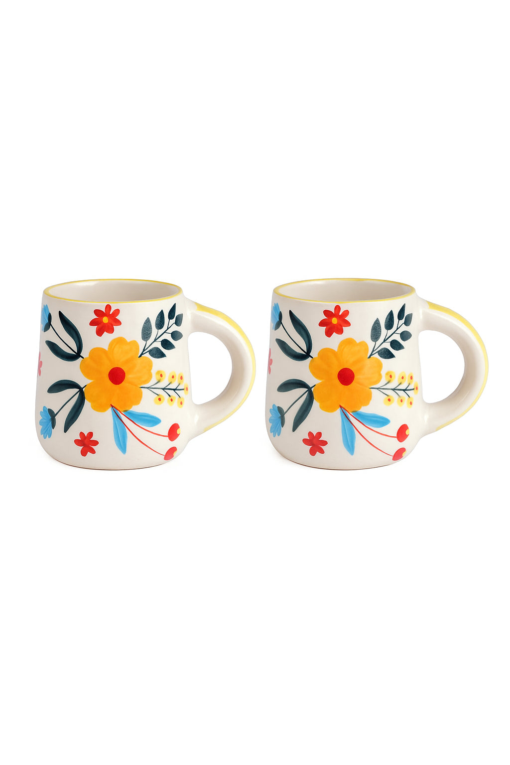 Floral Extravaganza Coffee Mug- Multi ,  3.5 X 2.5 Inches ( Set of 2 )