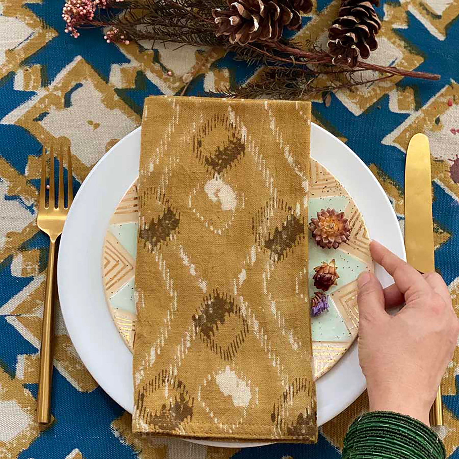 Yellow Cotton Dining Napkins, Sustainable Table Linen (Set of 4) - Bali