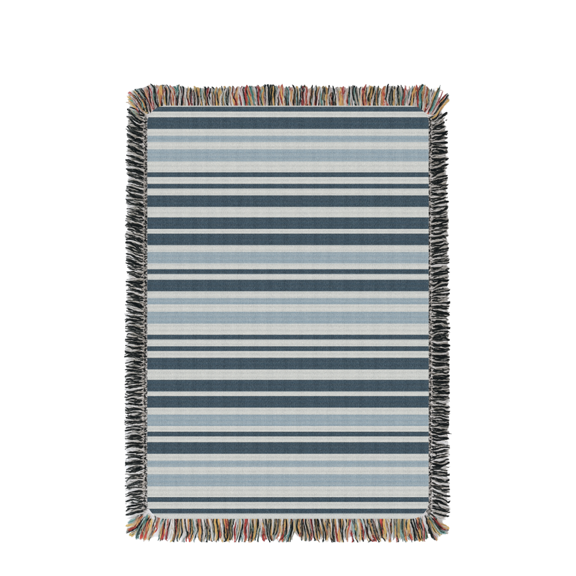 Sutton Delft product card showing the full blue coastal stripe woven throw blanket
