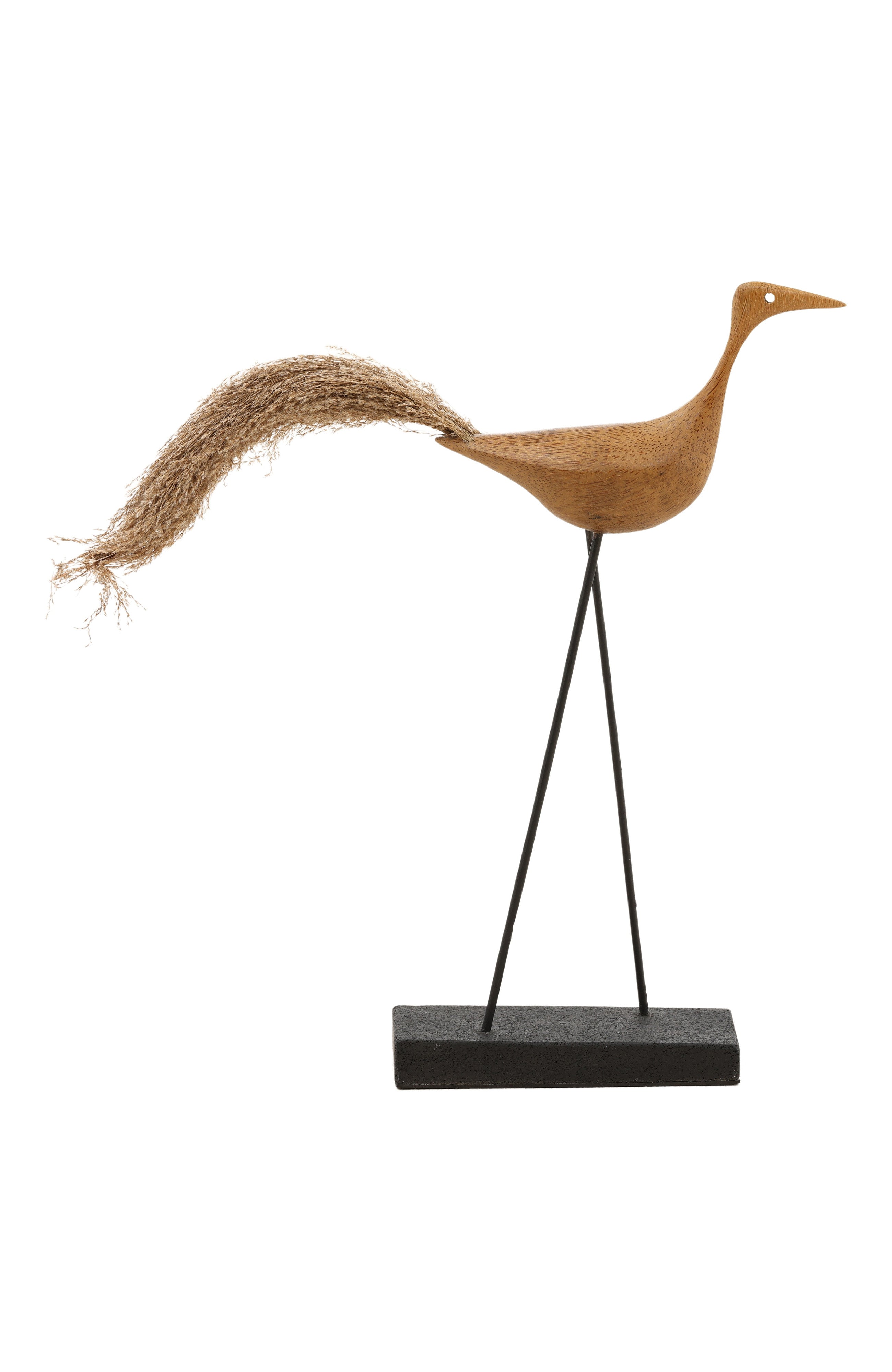 Kestrel Bamboo & Stone Bird Sculpture - Natural/Black