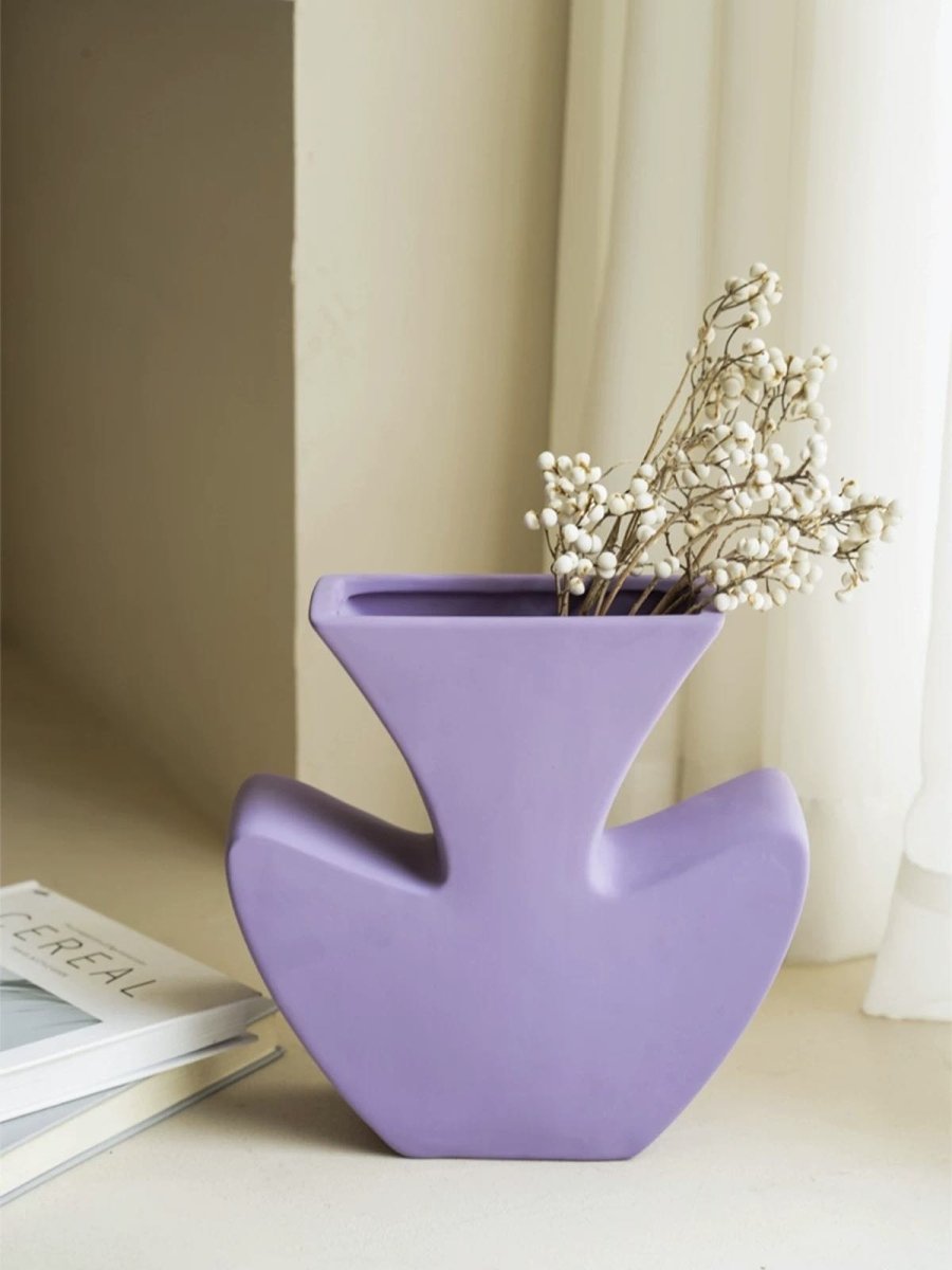 Handmade Memphis Funky Lavender Ceramic Vase, Decorative Flower Vessel - Vases - Funky Memphis Lavender Vas - INSPECIAL HOME
