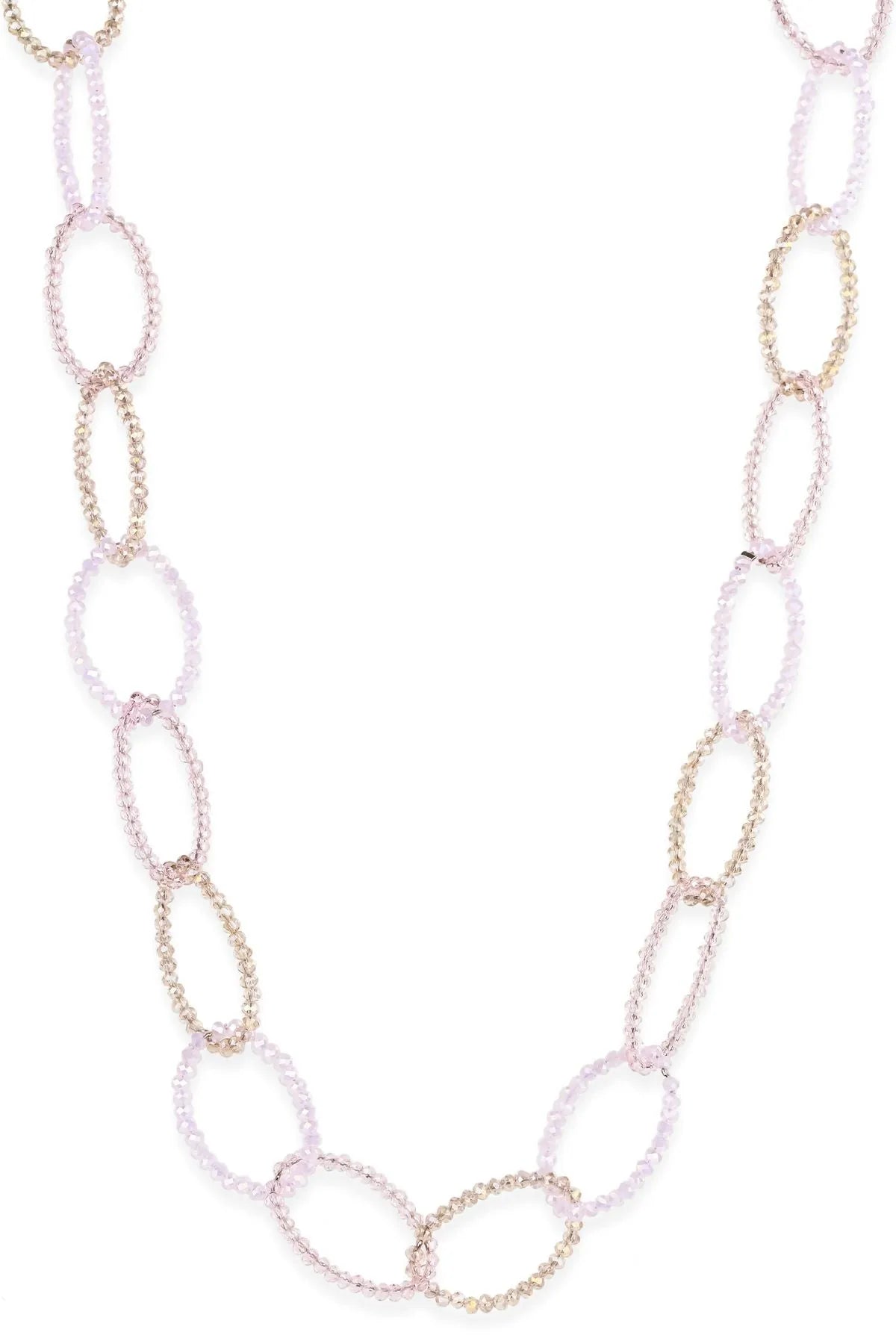 Sampark Oval Linked Collar Necklace Light Pink
