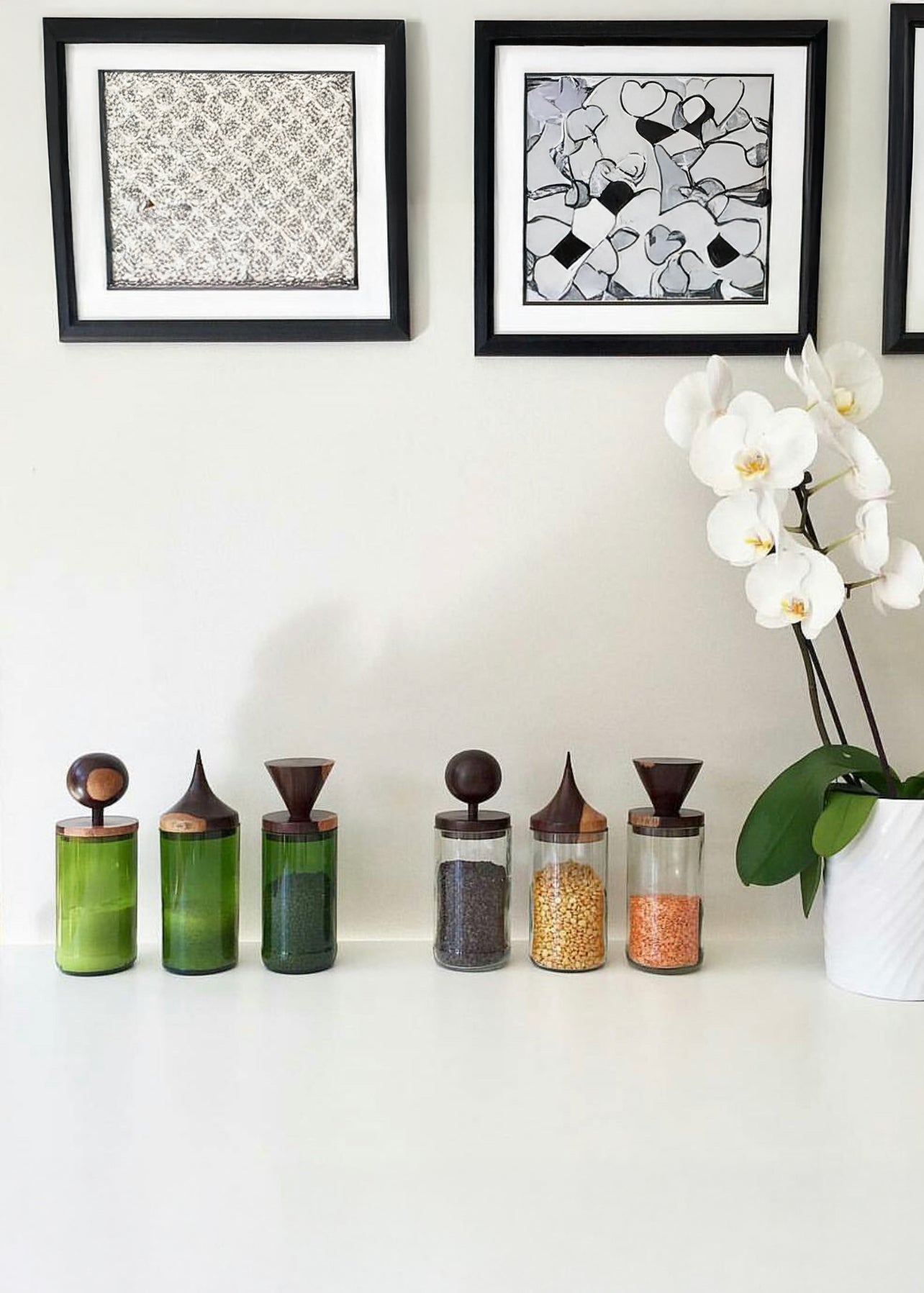 Wooden Topped Green Apothecary Jar