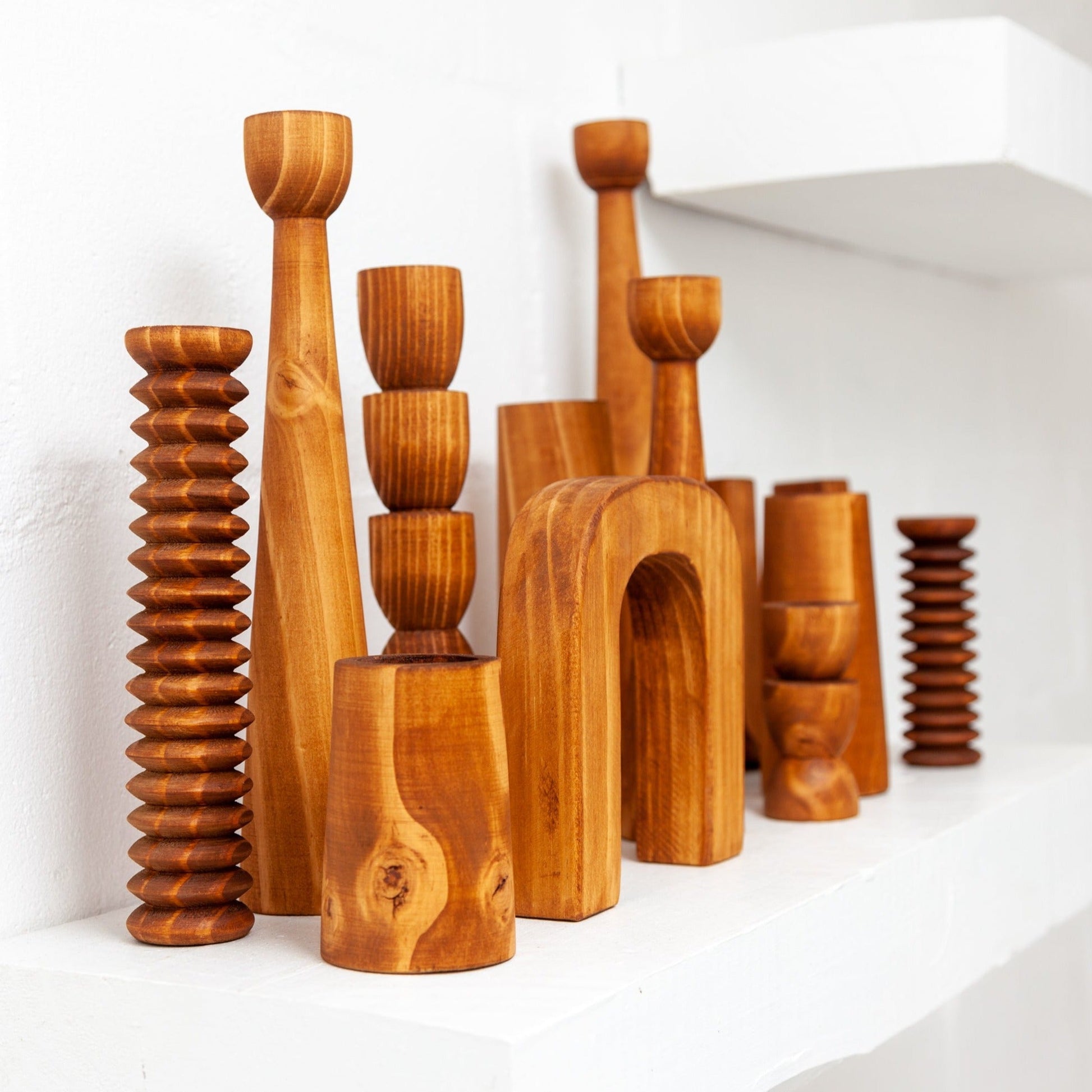 Handmade Abstract Wooden Tealight Candle Holders