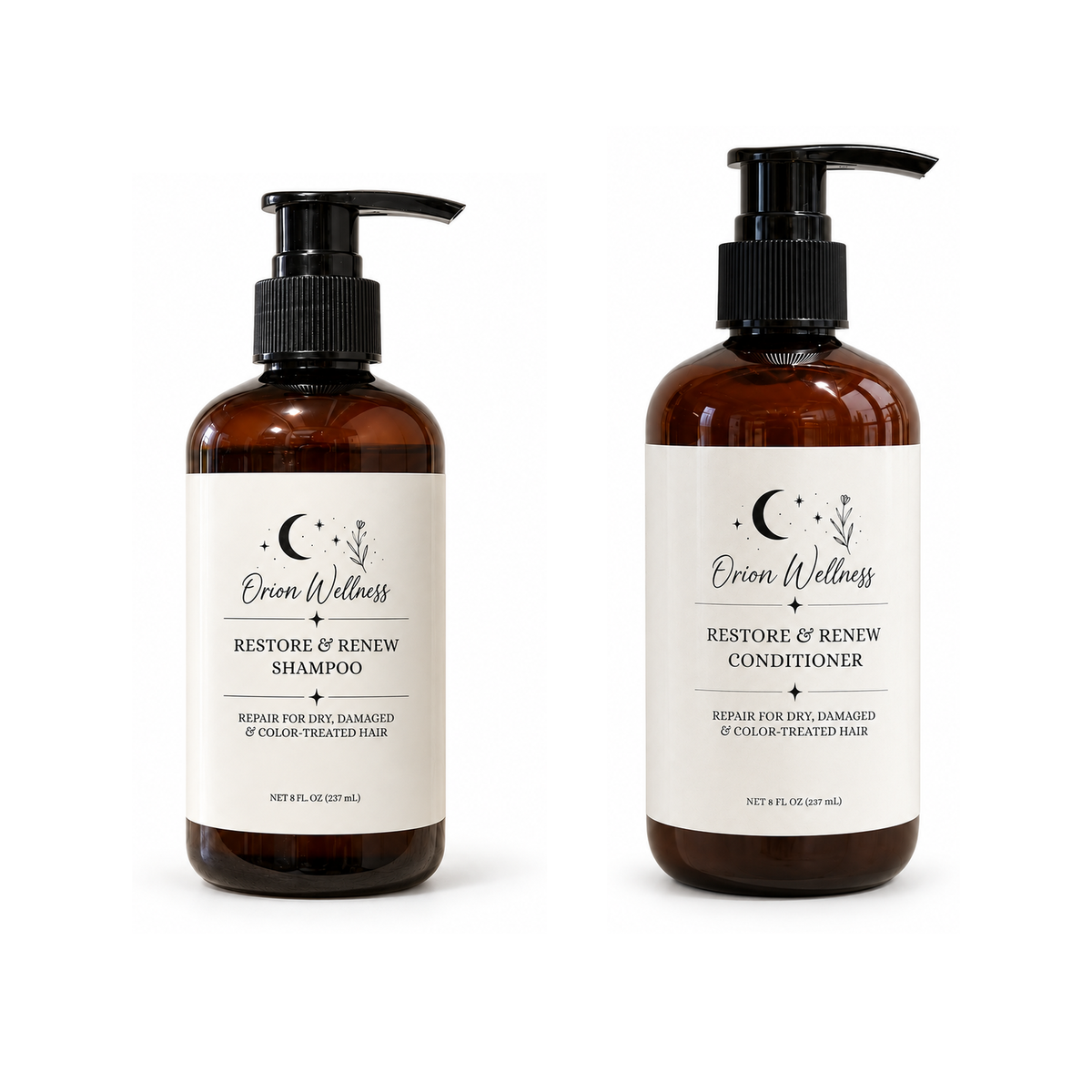 Restore & Renew Hair Ritual Duo by Orion Wellness on a white background