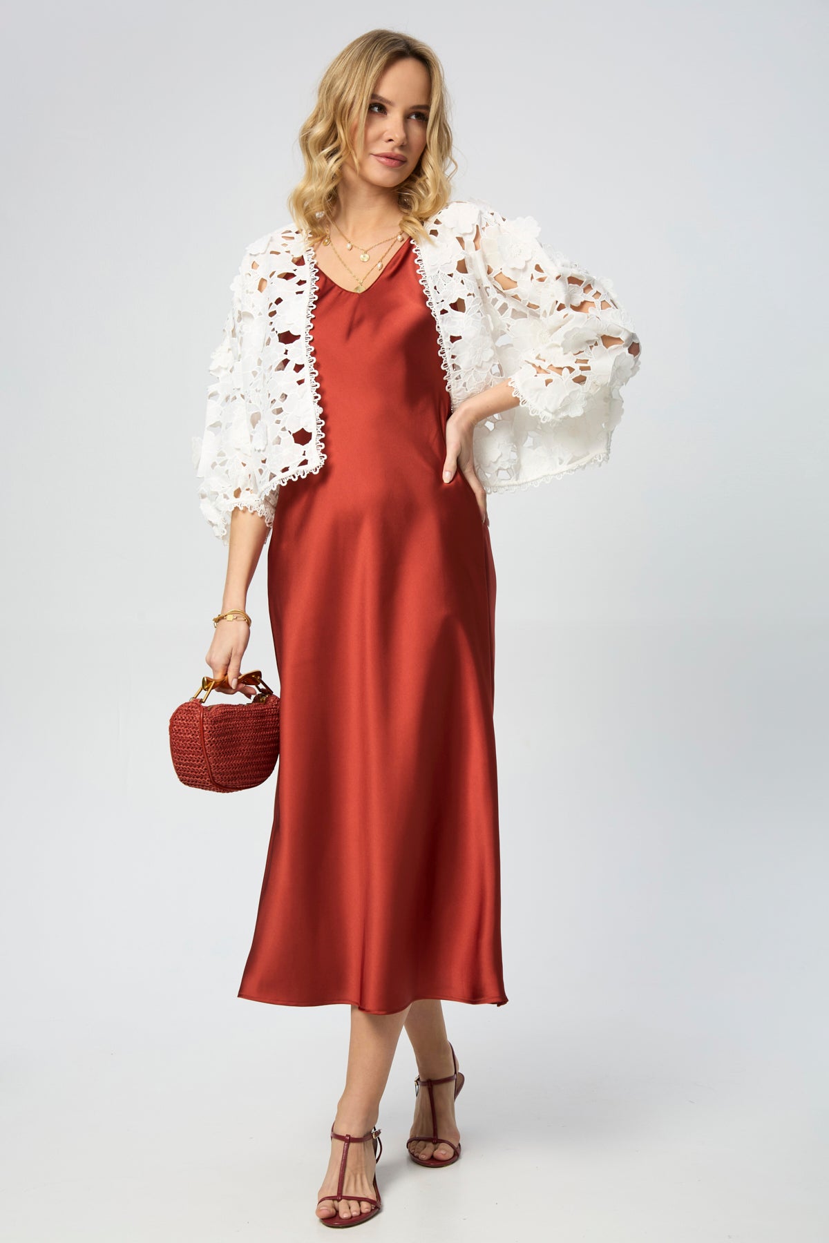 Floral Lace Cut Out Bolero White