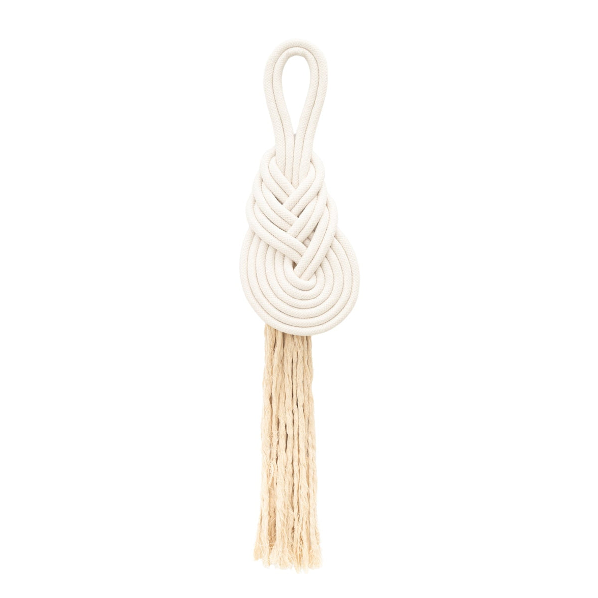 Pippa large white cotton rope knot wall hanging with tassels