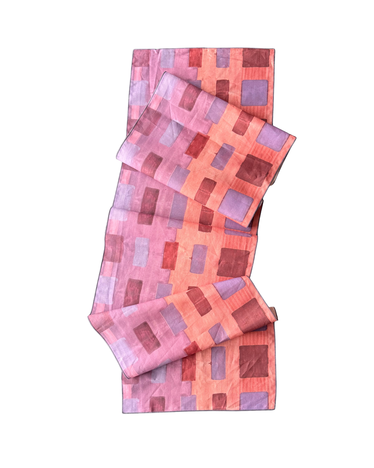 Pink Tapestry linen table runner styled on colorful dining table - Goldie Home