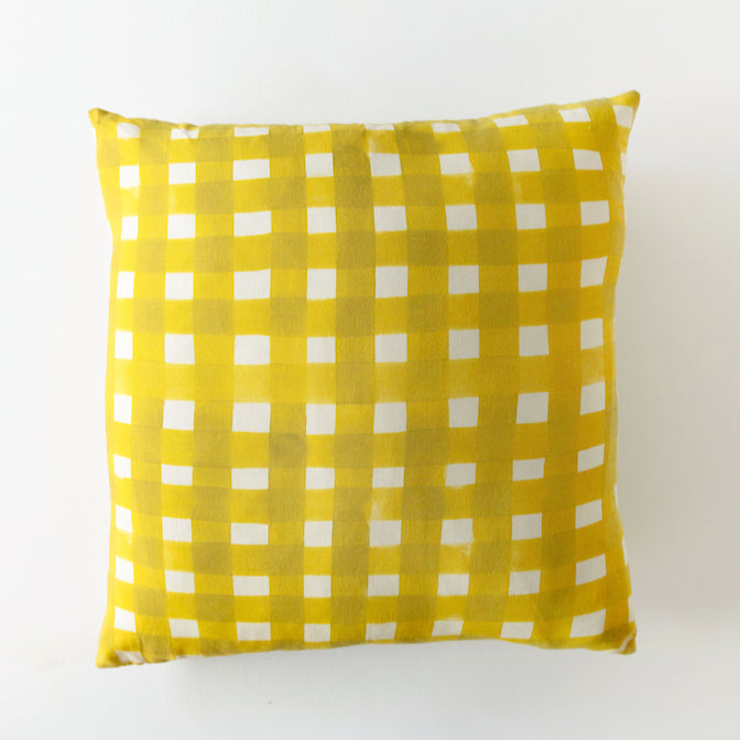 Yellow Cross-Hatch Pillow
