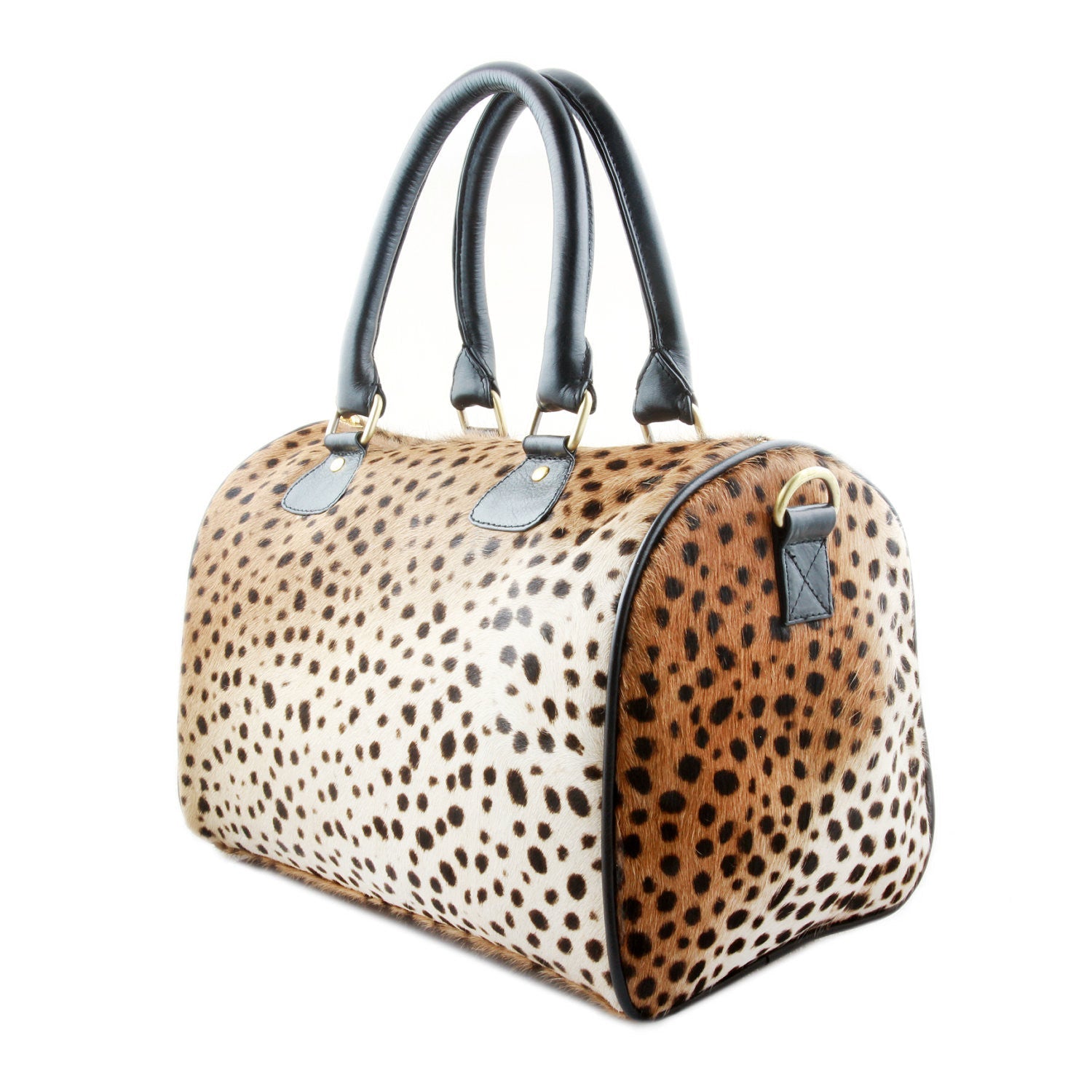 Women's Handbag; Duffle Bag; Genuine leopard print calf hair bag; Leather duffle bag; small duffle bag; crossbody duffle bag; travel duffle bag; calf hair duffle bag; pony hair duffle bag; Duffle bags for women