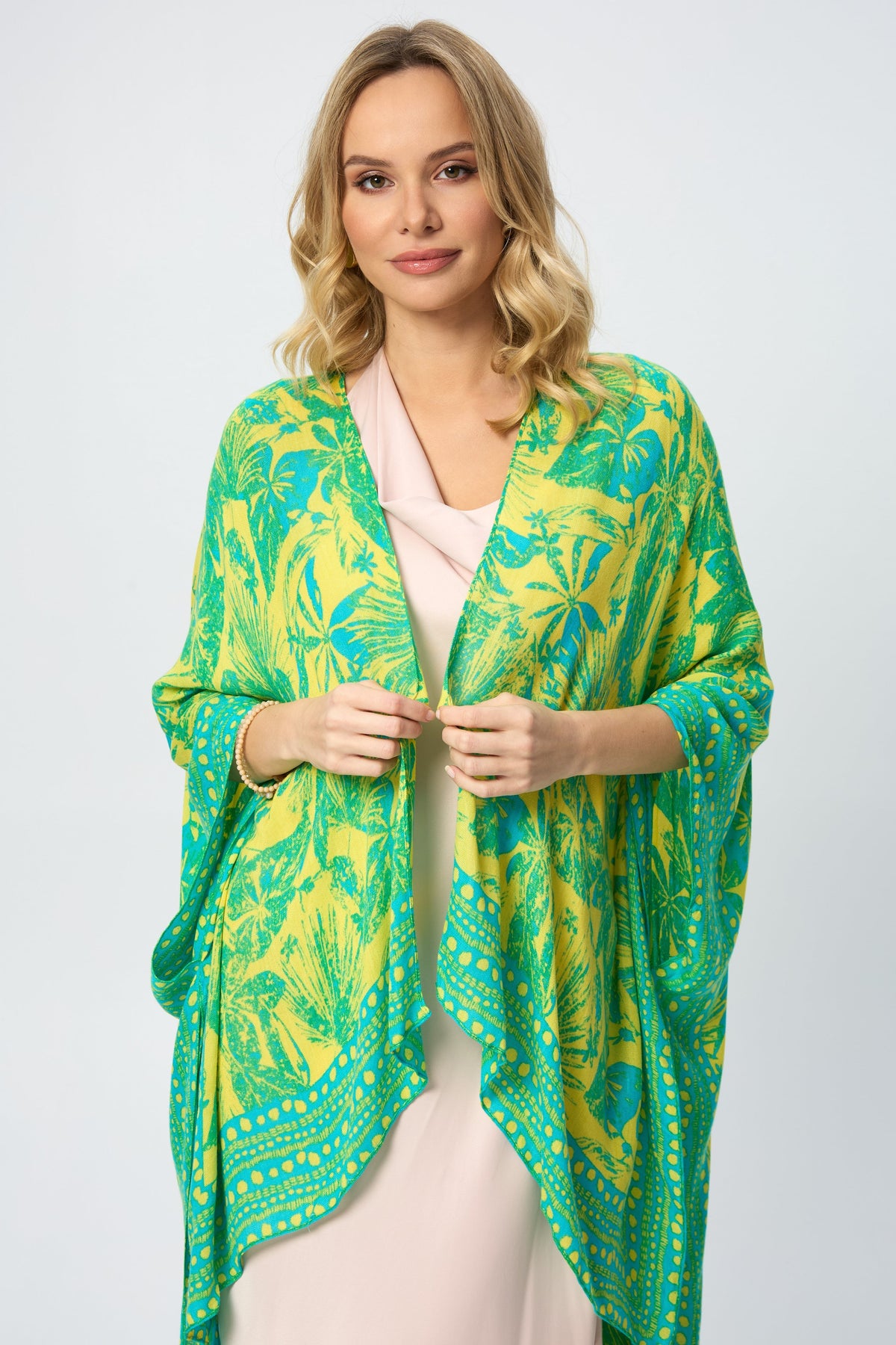 Tropical Print Kimono - Light Green