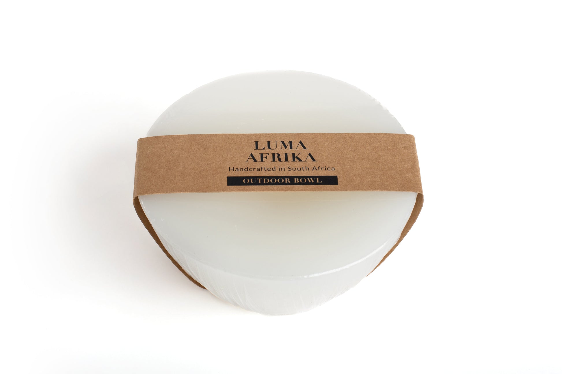 Luma Afrika Outdoor Bowl candle 6.75" width. Infused with citronella & lavender to repell inscects. 