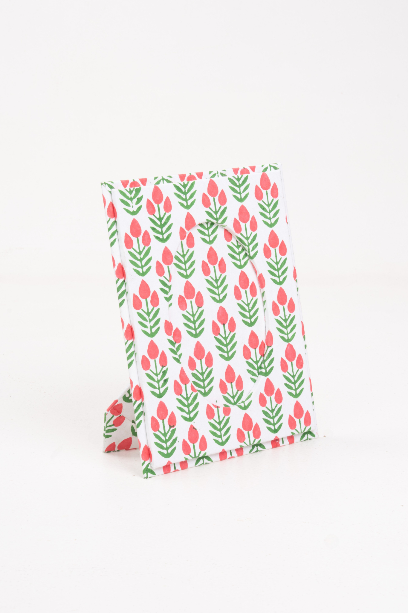 Red poppy blockprint standing picture frame from Inner Child