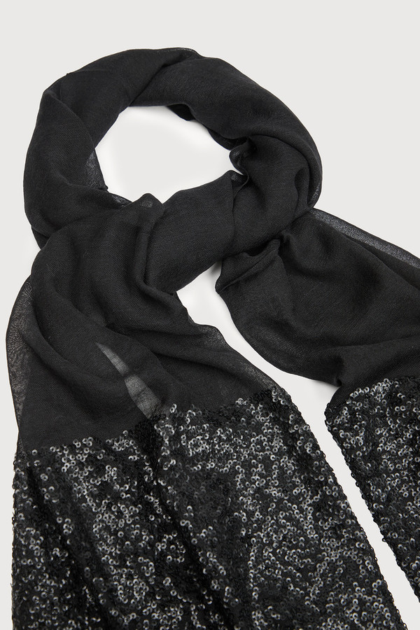 Wool Sparkle Scarf - Black