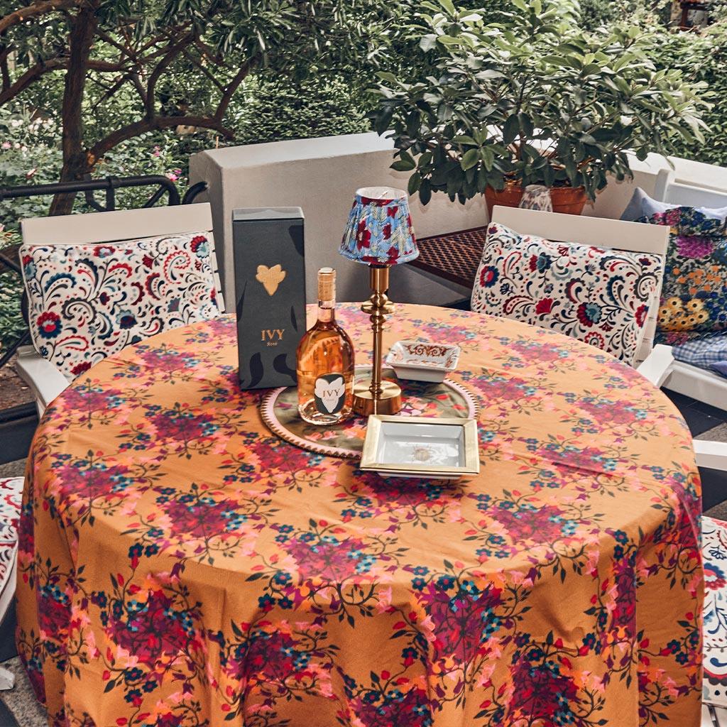 Tablecloth in Orange with Blumen Print - Thumbnail 5