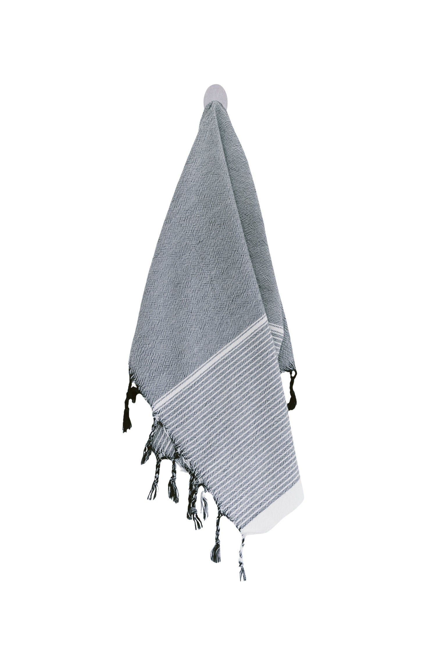 home and loft grey stripe tribeca hand towel