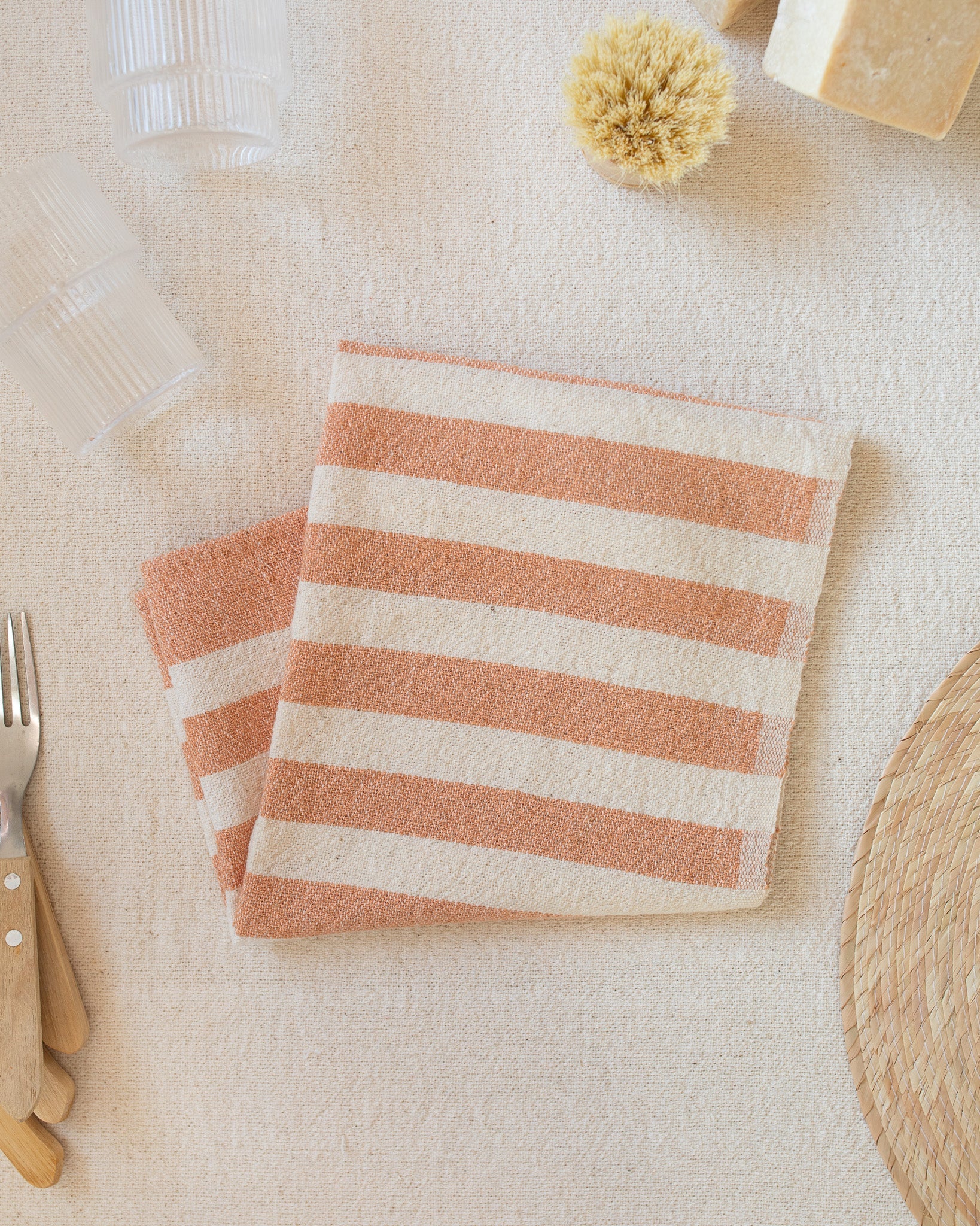 Tan Stripe Hand Towel - Thumbnail 5