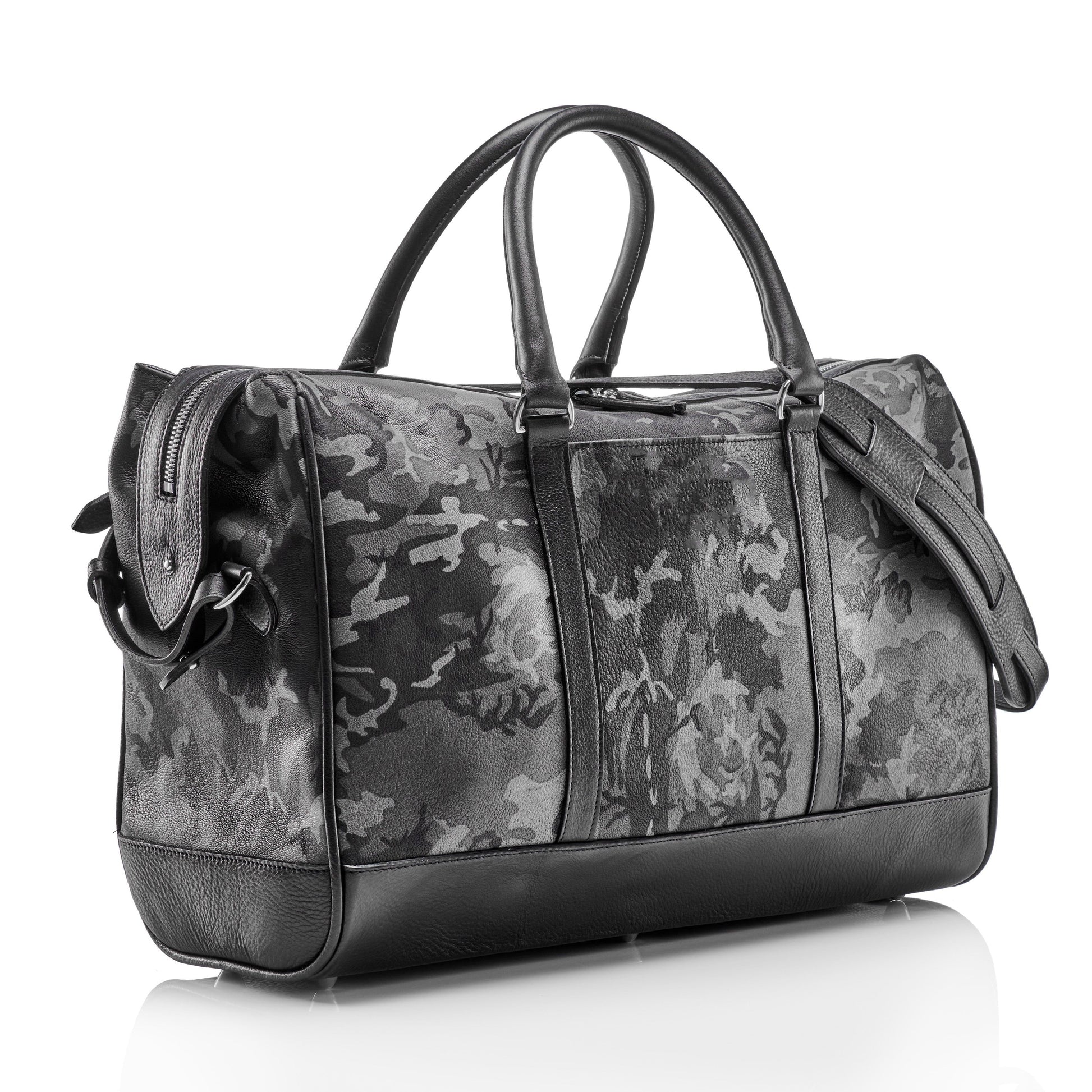 WANDERLUST Leather Weekender ~ Grey Camo-Luggage-[bar code]-GreyCamoWeekender-Prince of Scots