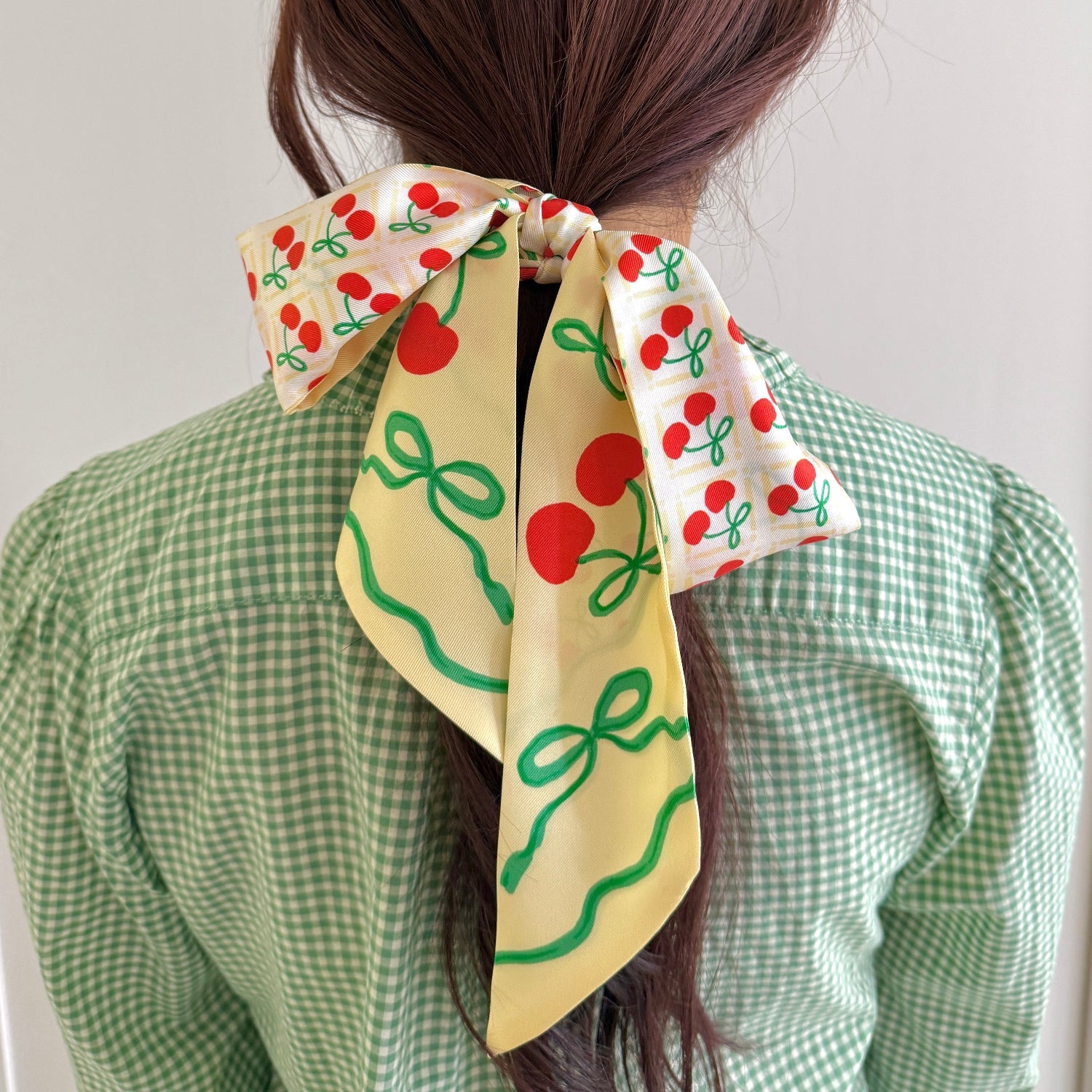 Delicious and timeless cherry twilly silk scarf tie and ribbon from Centinelle.