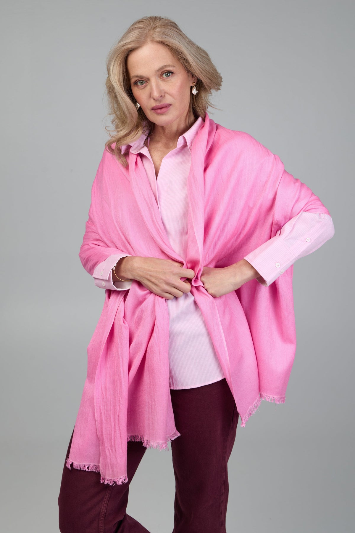 Eyelash Fringed Cashmere Scarf - Fuchsia