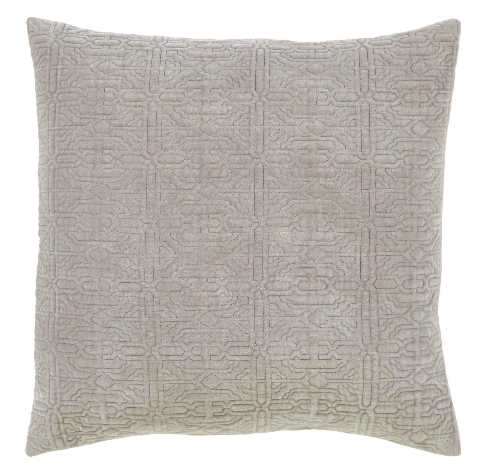ES-331-2626_1|Stylish beige quilted velvet pillow, featuring a unique geometric pattern for modern home decor and comfort.