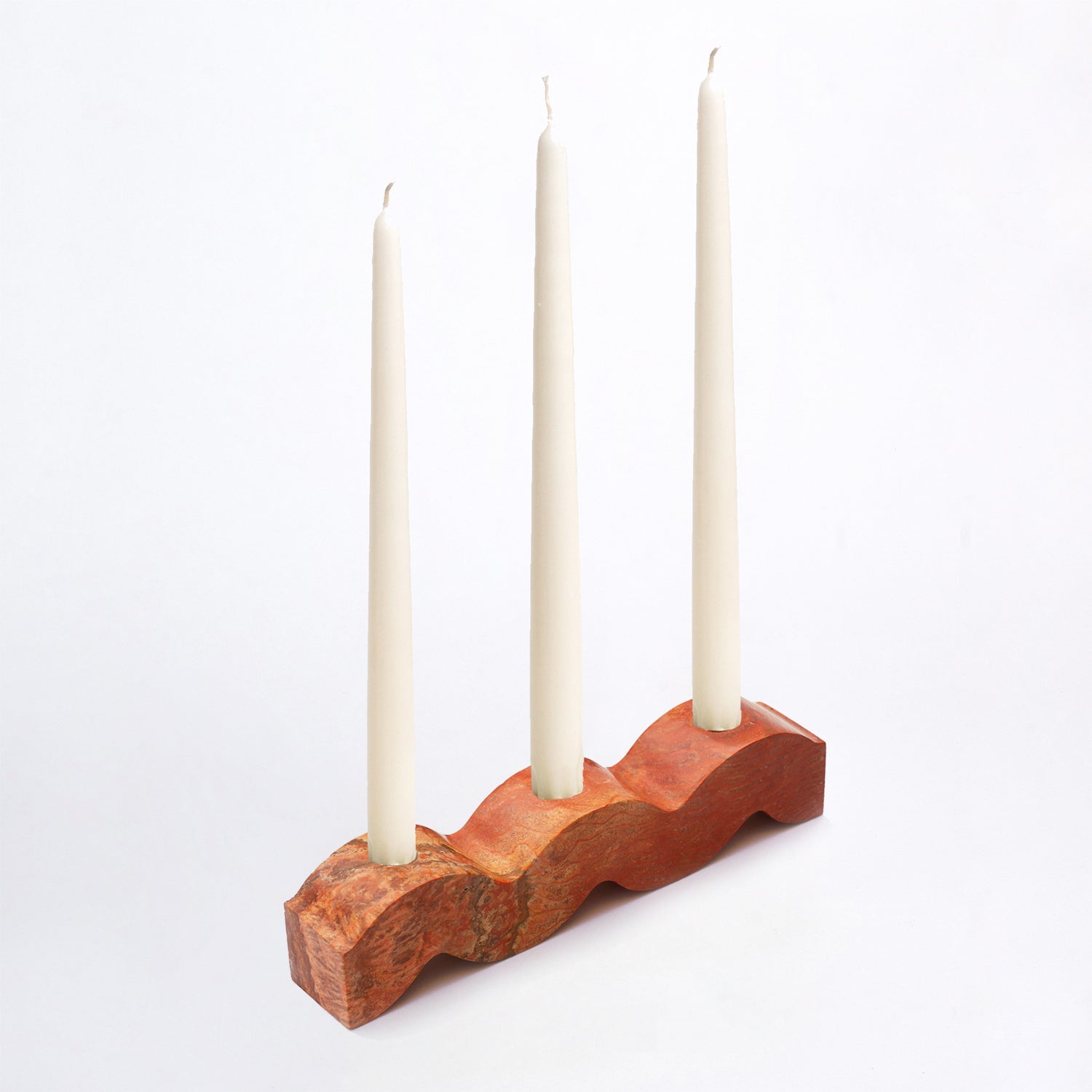Wavy gemstone candelabra jasper orange