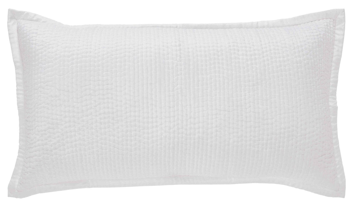 KS-165-2036_1|Crisp white rectangular quilted coverlet pillow sham with subtle textured stitching, perfect for fresh bedding.