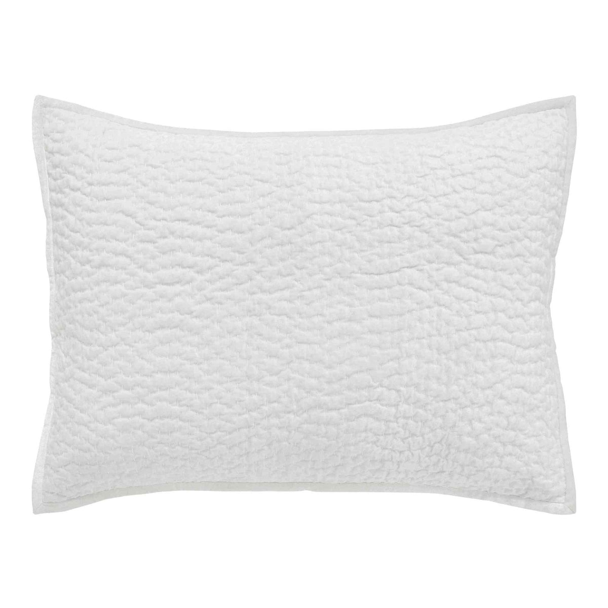 SS-182-2026_1|Modern white textured coverlet pillow sham with unique wavy stitching, providing a soft and crinkled aesthetic to bedding.