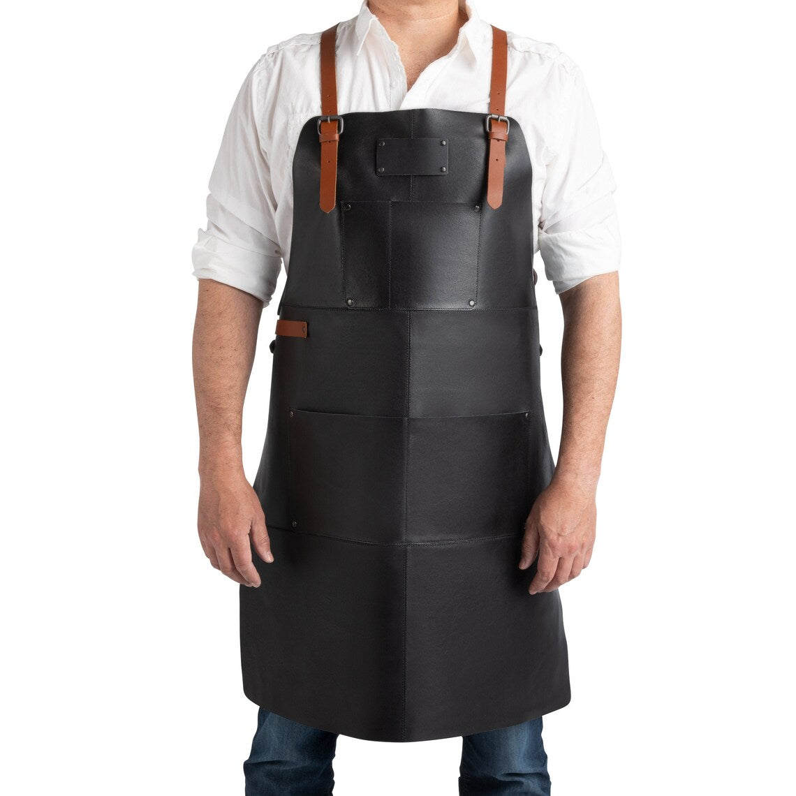 Black Leather Apron with straps