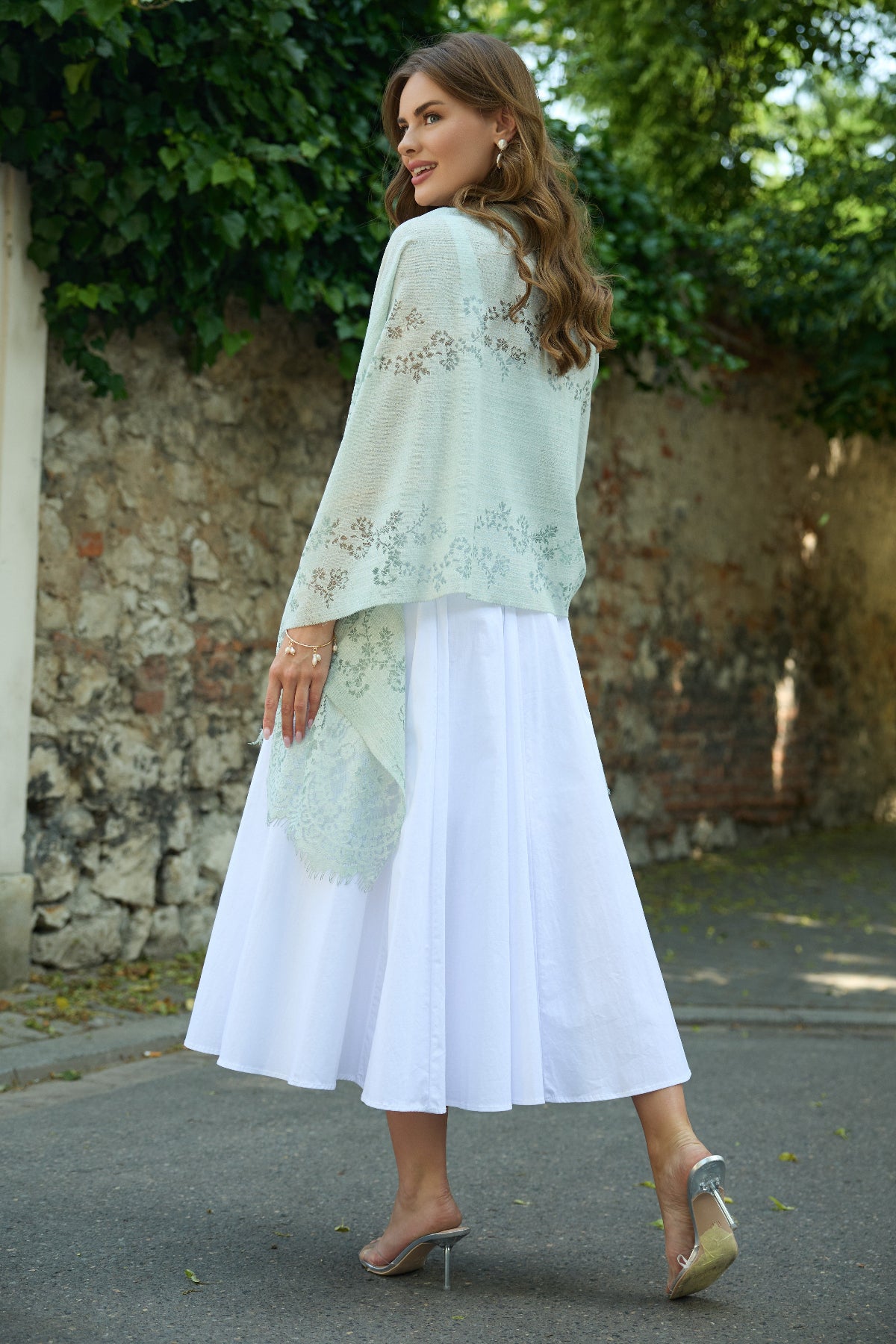 Luminous Lace Shimmer Scarf - Mint