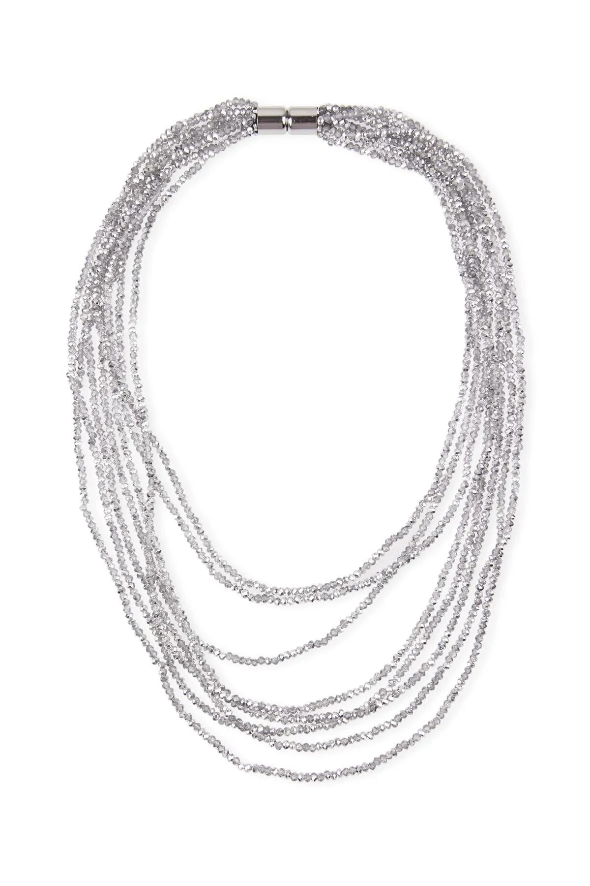 Long Multi Strand Crystal Necklace Gainsboro