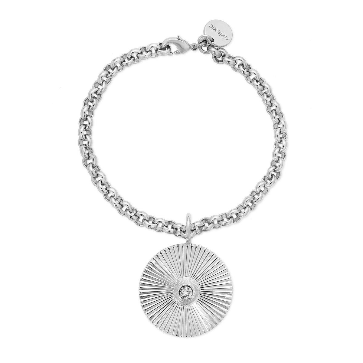 Silver chain bracelet with Sunburst Pendant from the Micro Royal Ocean collection