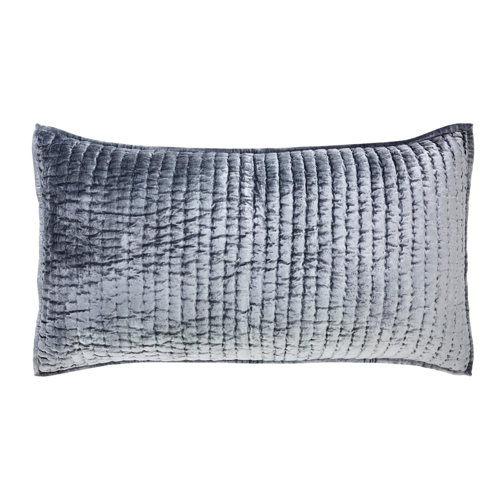 KS-340-2036_1|Luxurious silver grey velvet quilted blanket, featuring a rich, textural square pattern, perfect for elegant bedroom comfort.