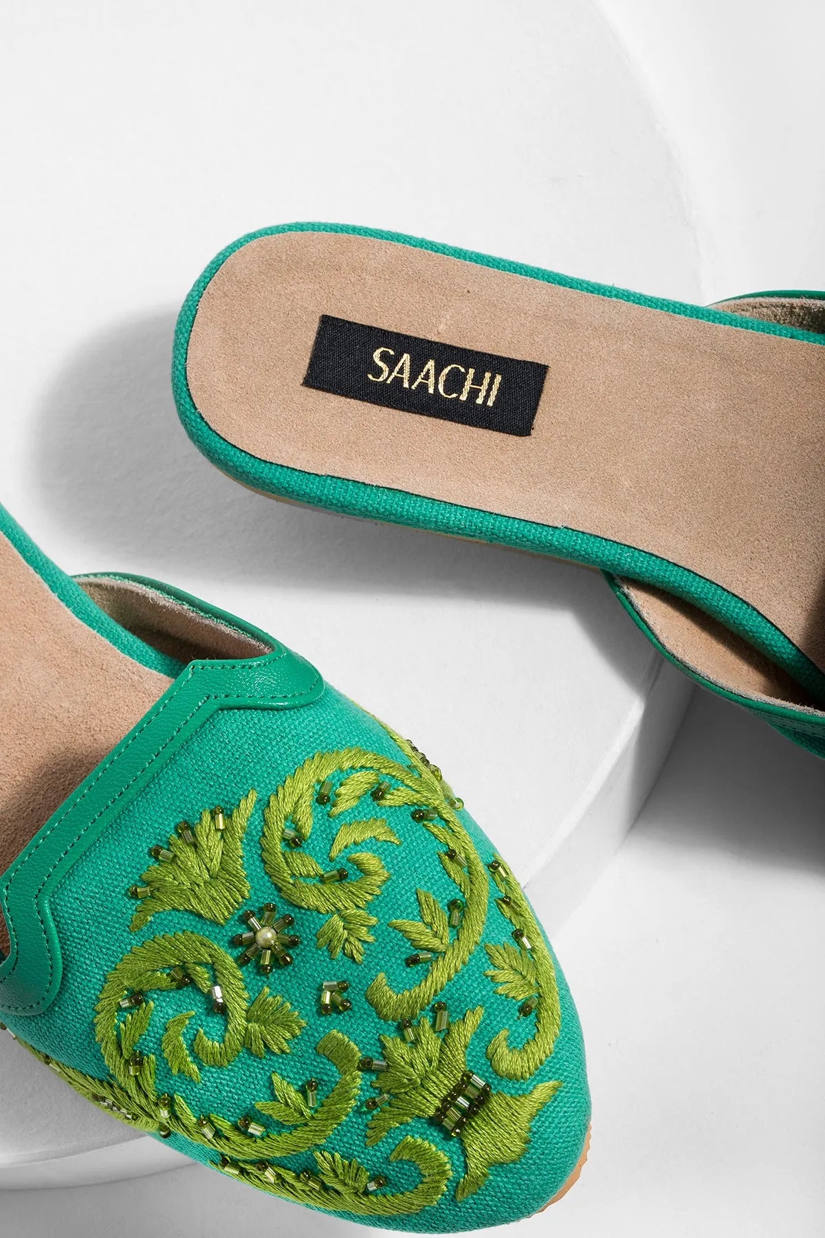 Pool Embroidered Mule Medium Sea Green