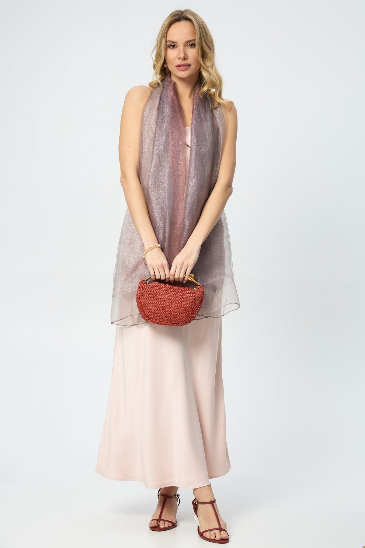 Silk Glitter Ombre Scarf - Pink