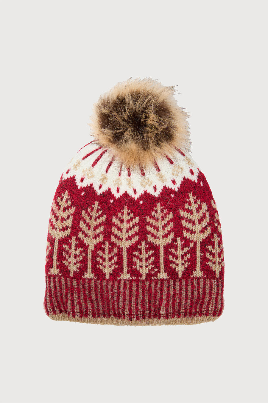 Fair Isle Forest Snow Hat - Red