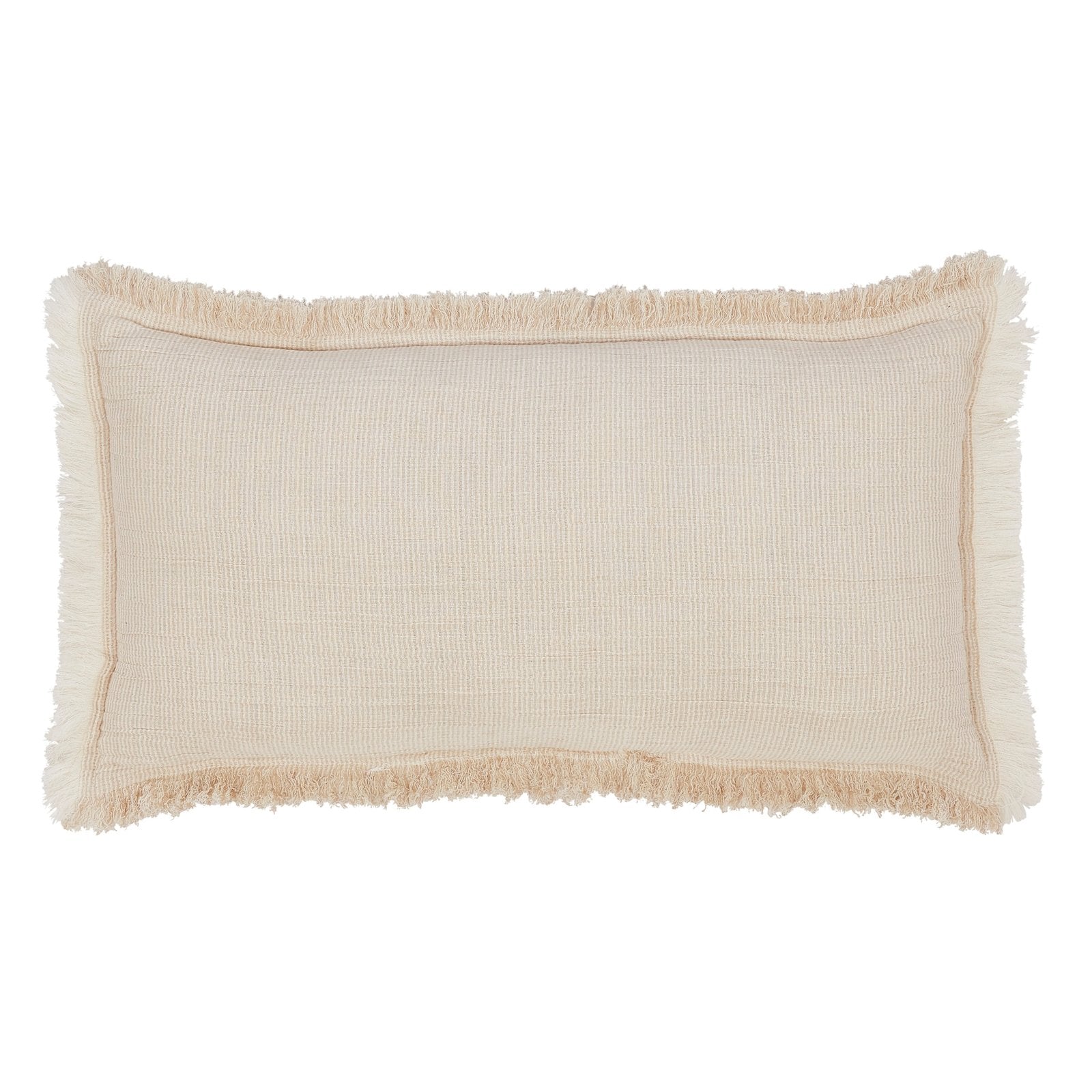 TP-115-1426_1|Textured beige rectangular pillow with chic fringe accents, ideal for adding a relaxed, boho-inspired touch to decor.