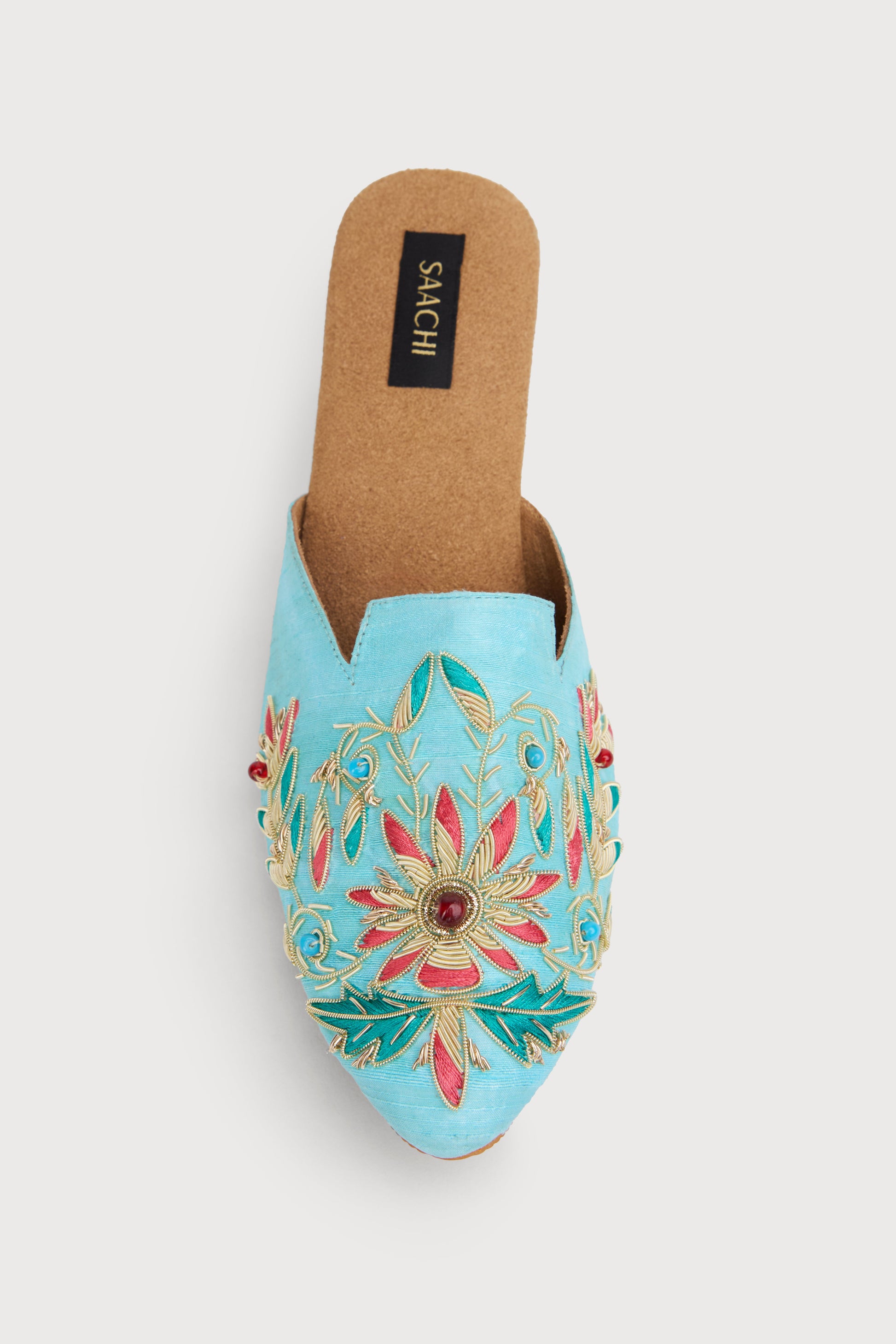 Agara Motif Shoe Mule - Aqua