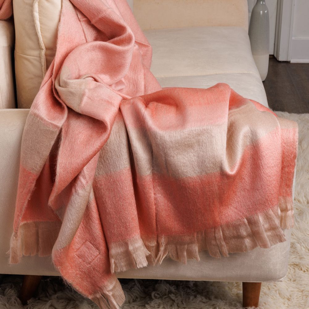 coral beige throw blanket