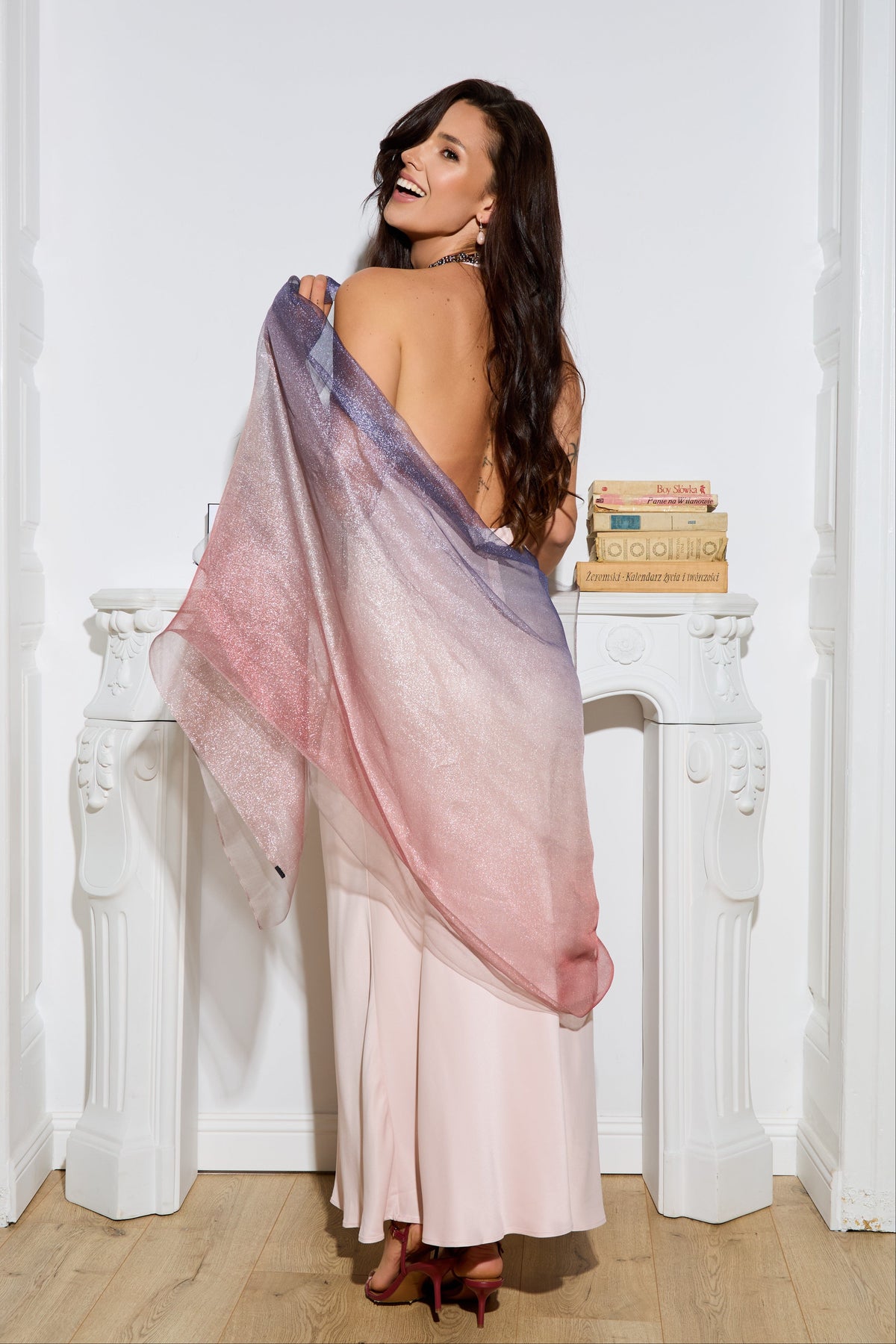 Silk Glitter Ombre Scarf - Pink