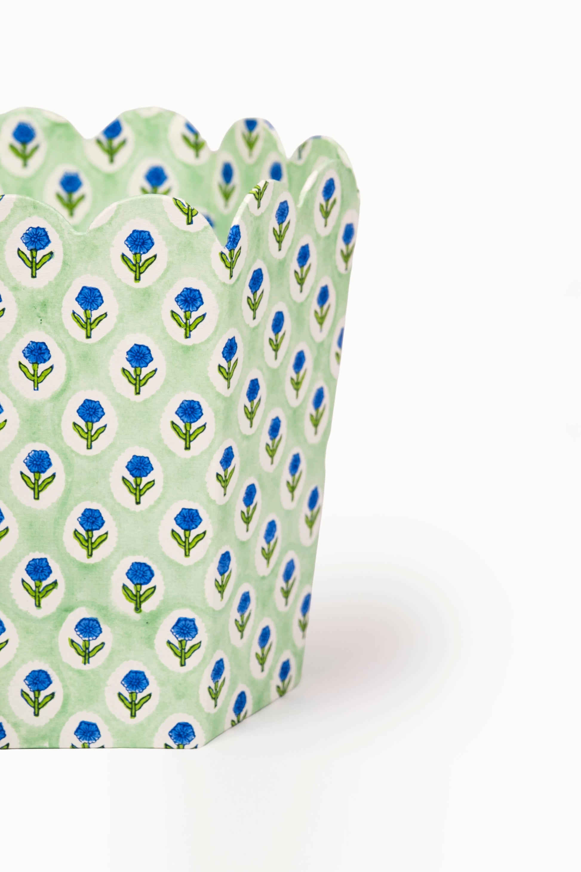 Block Print Storage /Waste Basket - Mint (Collapsible)