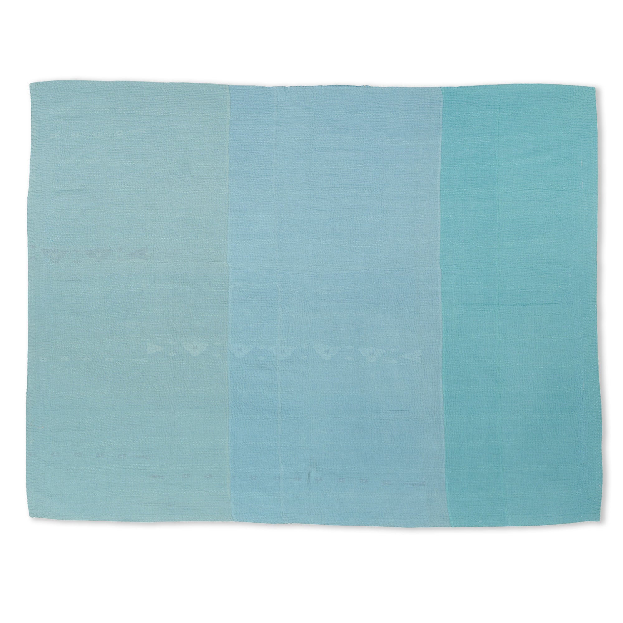 Mosaic Fray Patch Vintage  Kantha  Throw - Cornflower