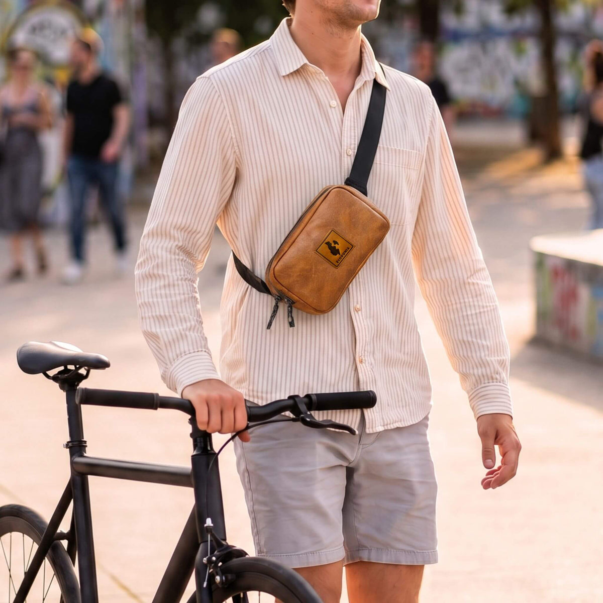 Vegan Leather Crossbody Belt Bag Ecodunia #color_brown