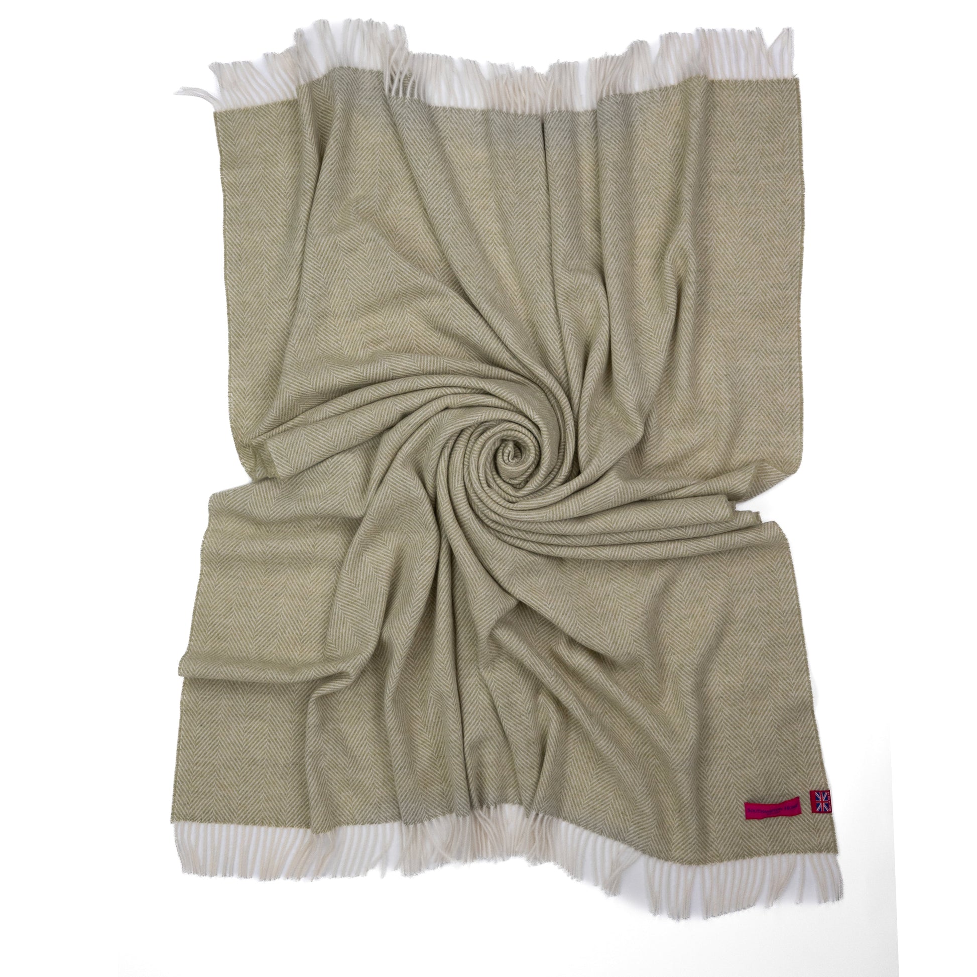 Southampton Home Merino Wool Herringbone Throw (Celery)-Throws and Blankets-[bar code]-Prince of Scots