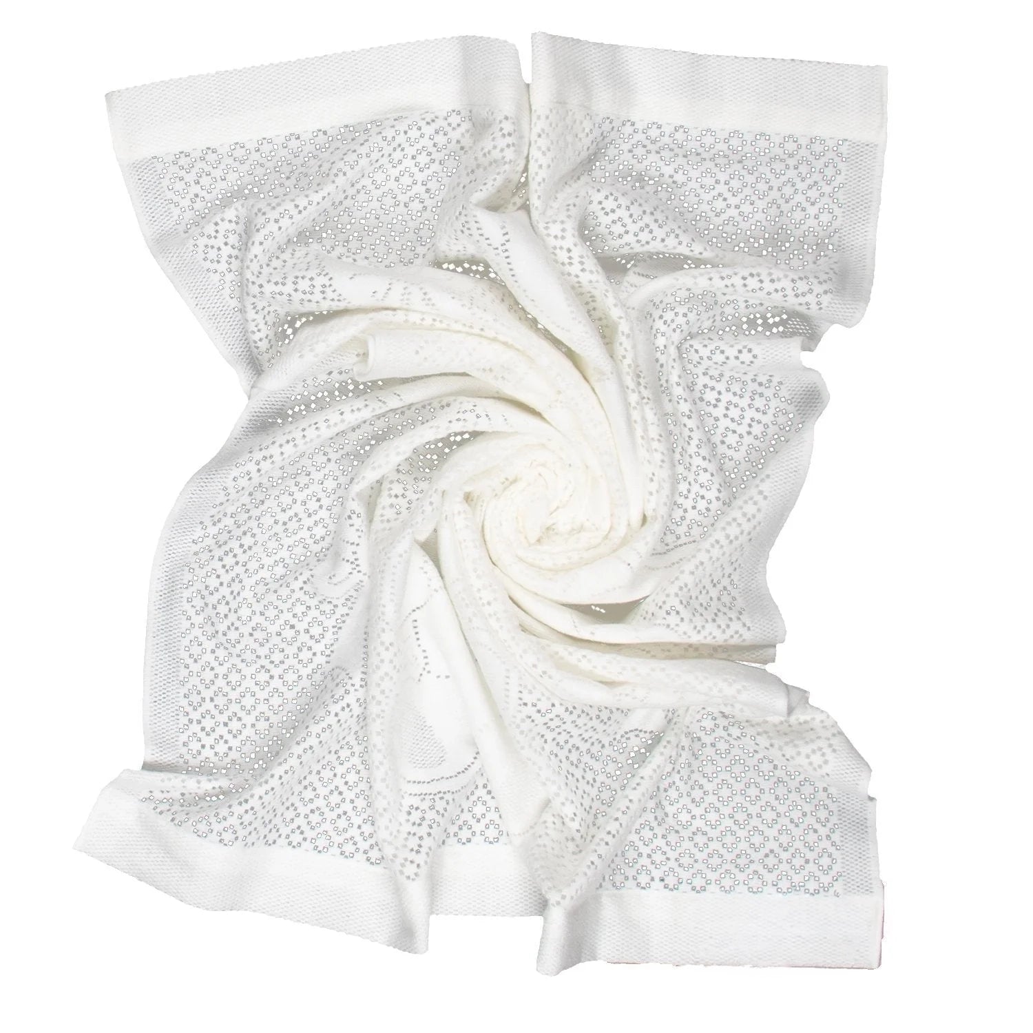 Southampton Home Lace Weave Bears & Bows Baby Blanket ~ White ~-Gifts-[bar code]-Prince of Scots